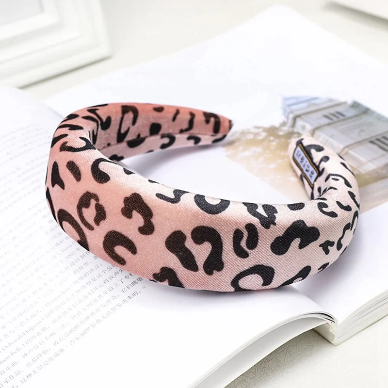 Богемный винтажный Леопардовый бархатный спонж повязка на голову аксессуары для волос - Цвет: PK
