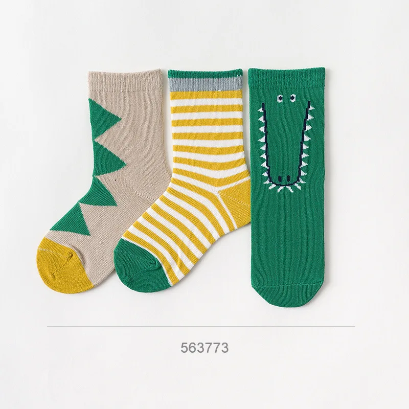 3 пары/партия, Детские Носки с рисунком животных для мальчиков и девочек, детские носки Детская школьная Стиль хлопковые носки Для детей от 1 до 10 лет - Цвет: Золотой