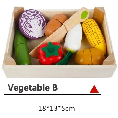 Дети ролевые игры кухонные игрушки деревянная резка фруктов овощей приготовления набор миниатюрные игрушки в виде угощений для кукол детские подарки - Цвет: Vegetable B Set