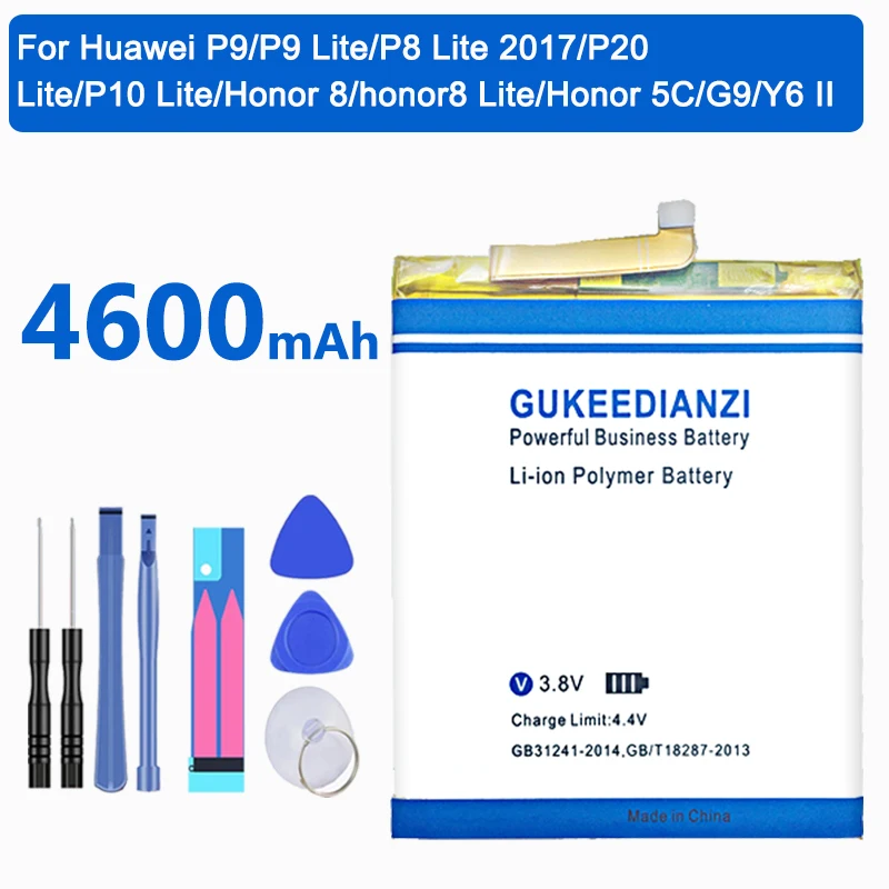 GUKEEDIANZI HB366481ECW для huawei P9/p9 Lite/honor 8/P10 Lite/y6 II/P8 Lite /P20 Lite/p9lite аккумулятор 4600 мАч+ внешний аккумулятор