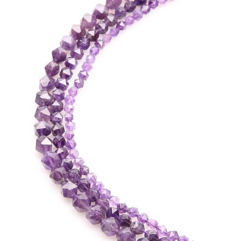 

Wholesale Natural Loose Round Faceted Amethys Stone Beads For Jewelry Making Bracelet 6/8/10mm Pick