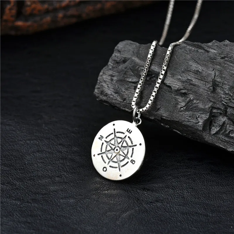 Стиль Серебро 925 Ожерелье Подвеска с компасом дамское ожерелье Модные ювелирные изделия