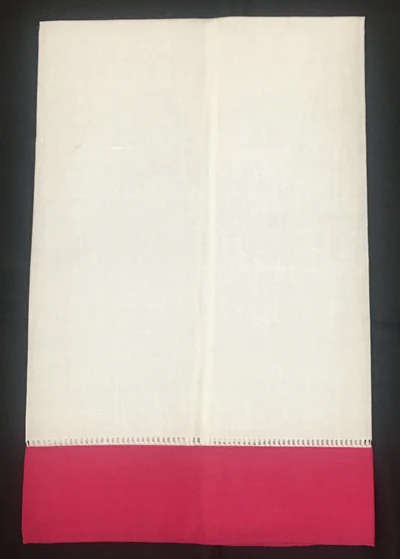 Hot Pink Border Набор из 12 модных дизайнерских льняных полотенец для гостей s ткань для гостей/тарелка для рук Кухонные банные носовые платки полотенце белое с цветной каймой - Цвет: Hot Pink Border