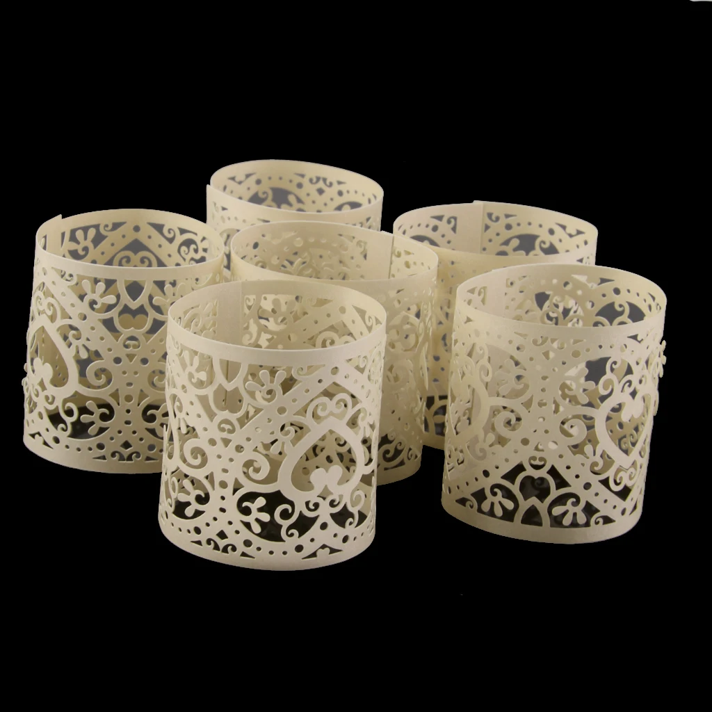 Pack-6 Hollow-out Paper Tealight Votive Candle Wraps Candle Holders Lampshades