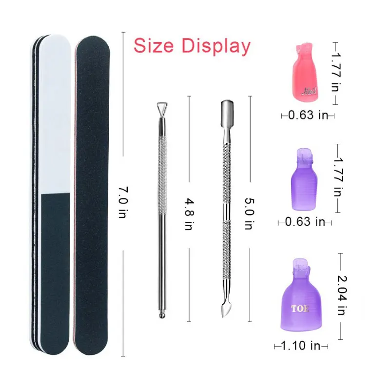 Nail Polish Remover 1 Set Nail Polish Remover Tool Soak Off UV Gel Cap Clip Wrap Tools Cuticle Pusher Cotton Nail Clean Pedicure Care Tool nail polish remover nail gel remover nail debonder nail polish remover wipes nail polish remover wraps
