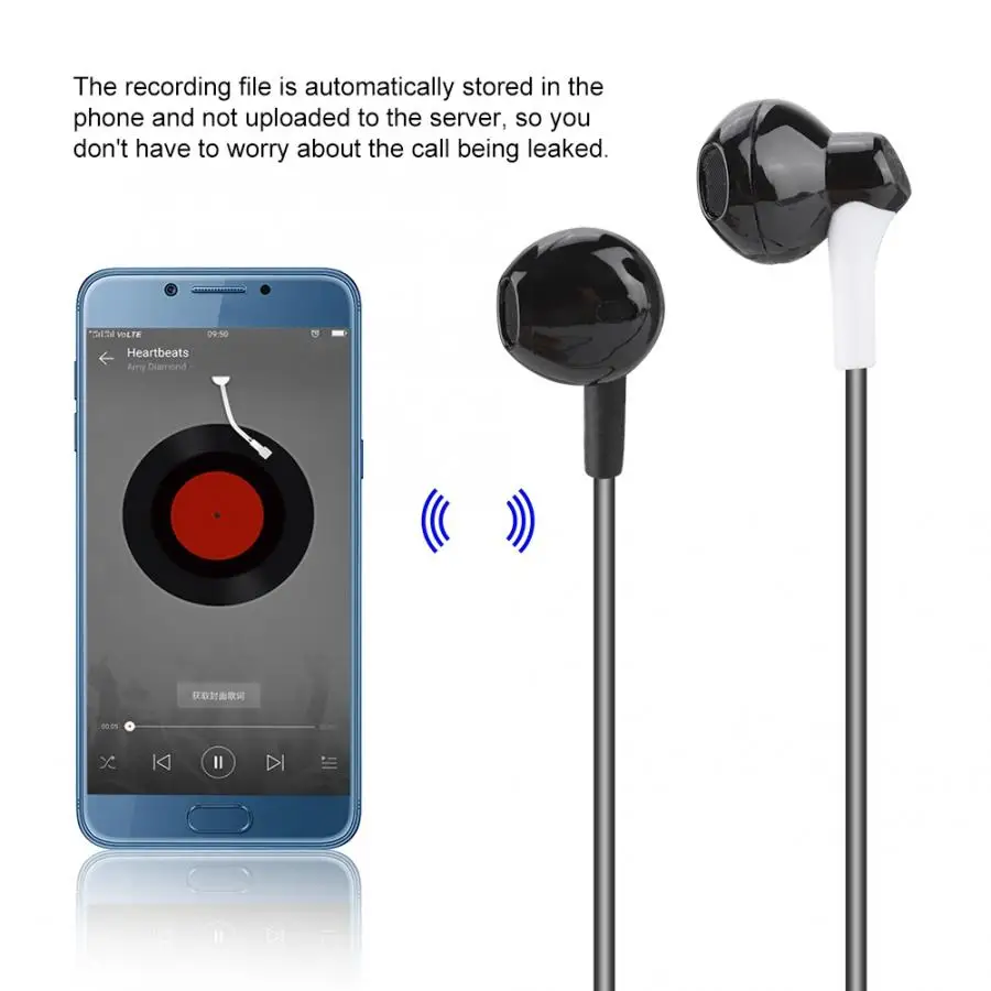 Наушники вкладыши для мобильного телефона диктофон Bluetooth наушники записи iPhone