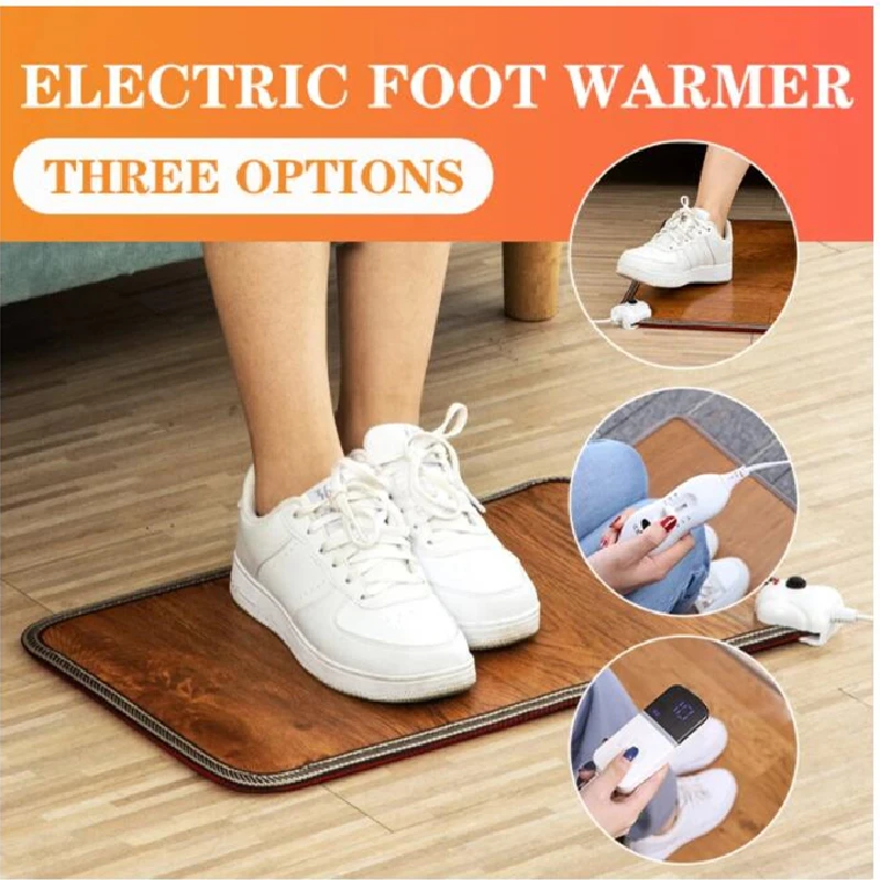 

3 Style Adjustable Leather Heating Foot Mat Warmer Electric Heating Feet Leg Warmer Carpet Thermostat Home Office Warming Tools