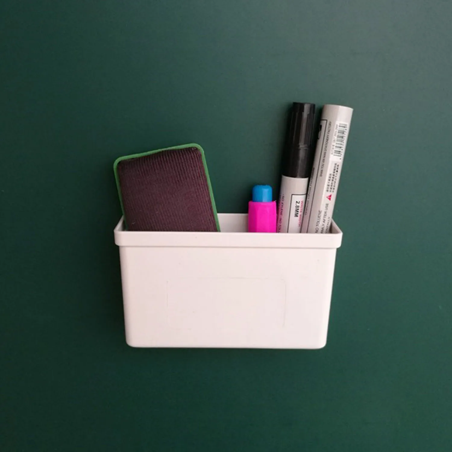 

Magnetic Whiteboard Markers Pencil Pen Holder Organizer Storage Container for Office School Home Classroom Supplies White