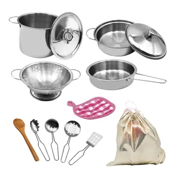 

Super Anti-Fall Stainless Steel Children'S Cooking Mini Kitchen Toy Set Children'S Stainless Steel Kitchen Toys