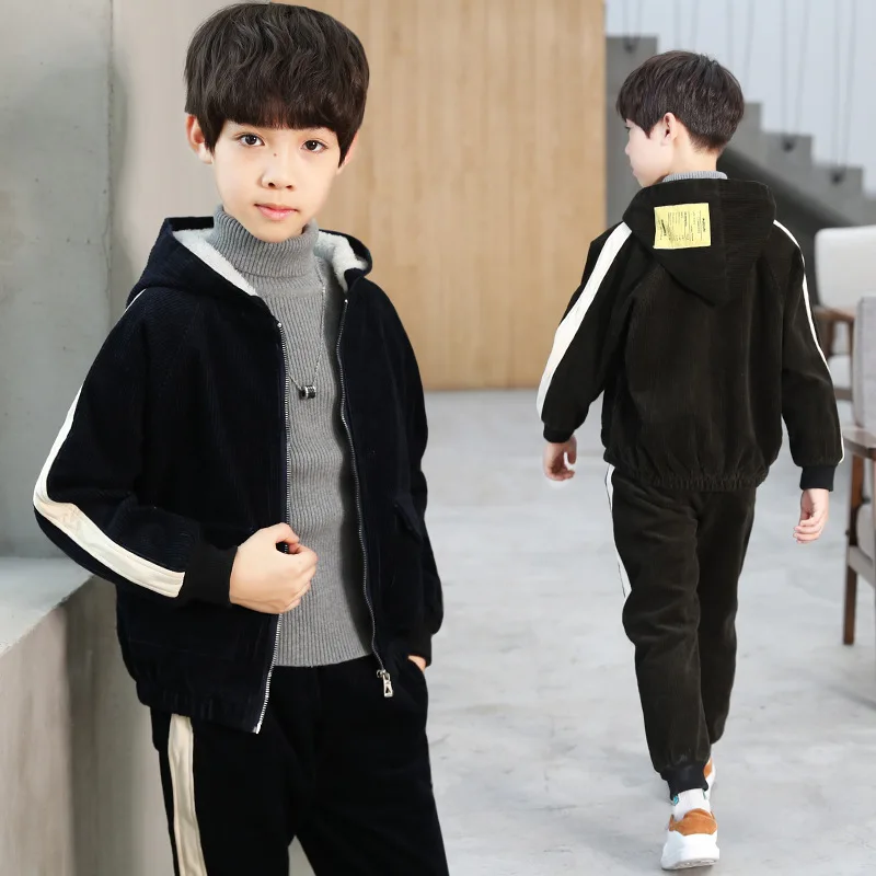 

Kids Costume Teen Boys Clothing Set Winter Fleece Thickin Jackets Pants Sport Suit Girls Tracksuit Kids Clothes Set 10 12 Years