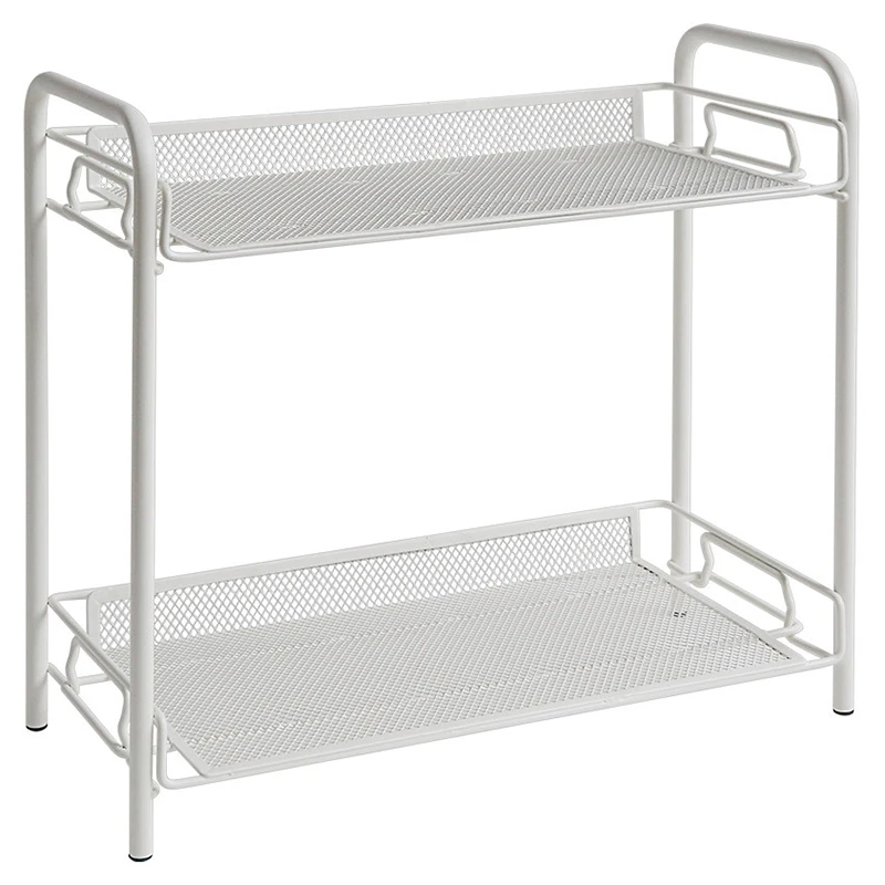 

2-Layers Storage Rack Spice Condiment Basket Desk Organizer for Kitchen Bathroom Storage Shelf