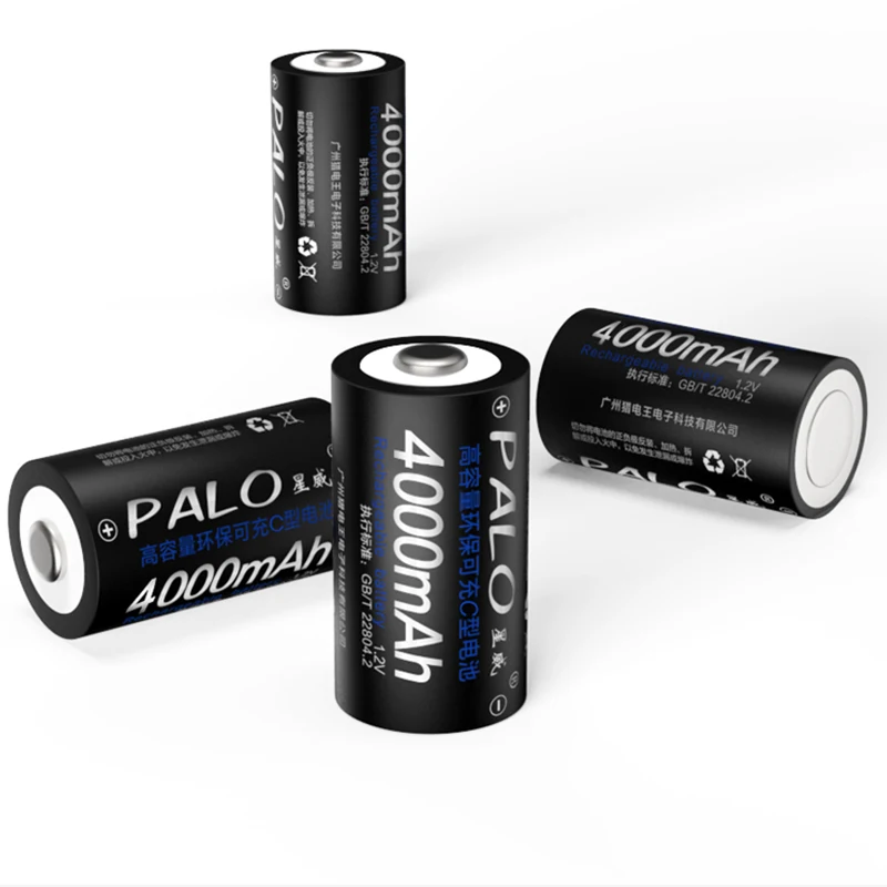 PALO аккумулятор 4 шт 4000mAh 1,2 V C размер аккумуляторные батареи для электронных инструментов светильник-вспышка+ 2 шт коробка для хранения батарей
