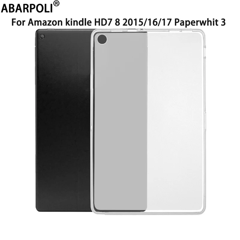 

For Amazon Kindle HD7 2016 HD8 2015 2016 2017 for Kindle Paperwhite3 Soft Tpu Silicone Matte Transparent Clear table Case Cover