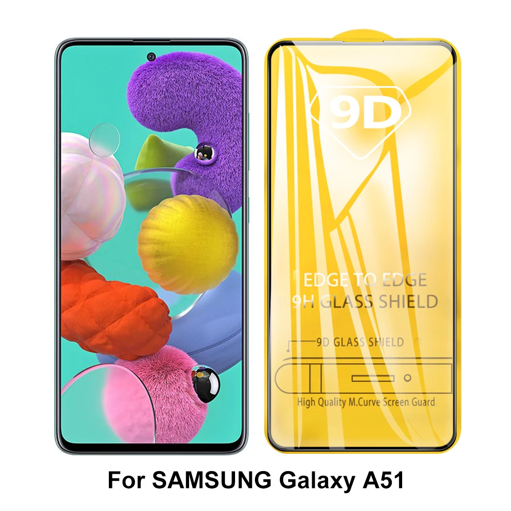 9D полное покрытие закаленное стекло для Samsung Galaxy A51 ударопрочный экран протектор