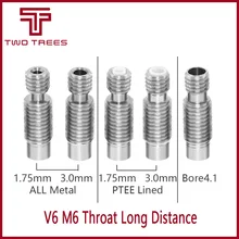 10 шт./лот, экструдер, части 3d принтера V6 Hotend, сопло, горловина, Тепловой разрыв с ПТФЭ/все металлические трубы M6 M7 для 1,75/3,0 мм нити