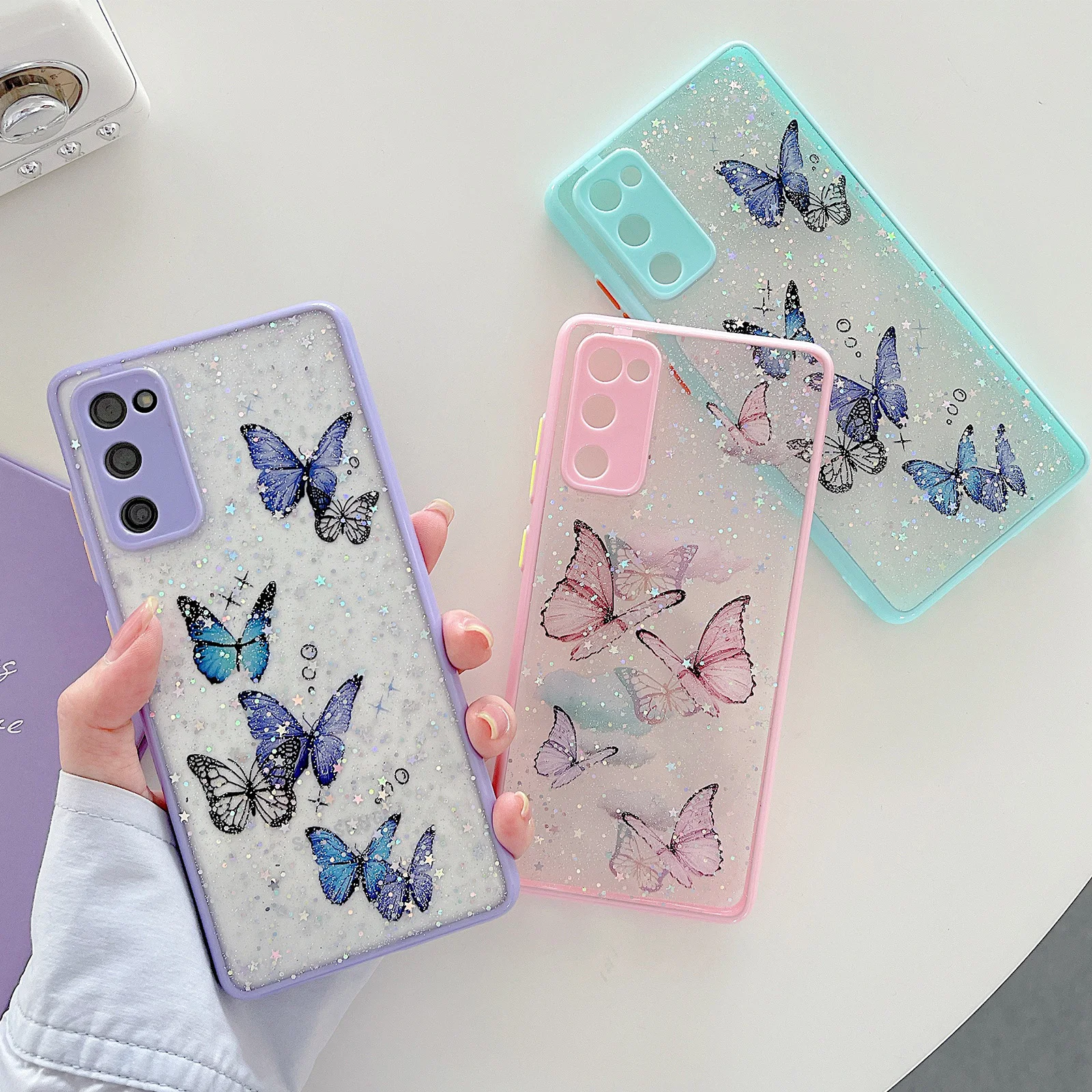 Cute-Butterfly-Glitter-Clear-Phone-Case-For-Samsung-S23-Ultra-S22-Ultra