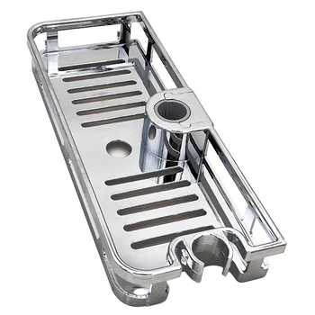 

ALLOET Bathroom Tray Stand Storage Shelf Rack Shower Pole Mounted Lifting Adjustable Soap Shampoo Organizer Shower Head Holder