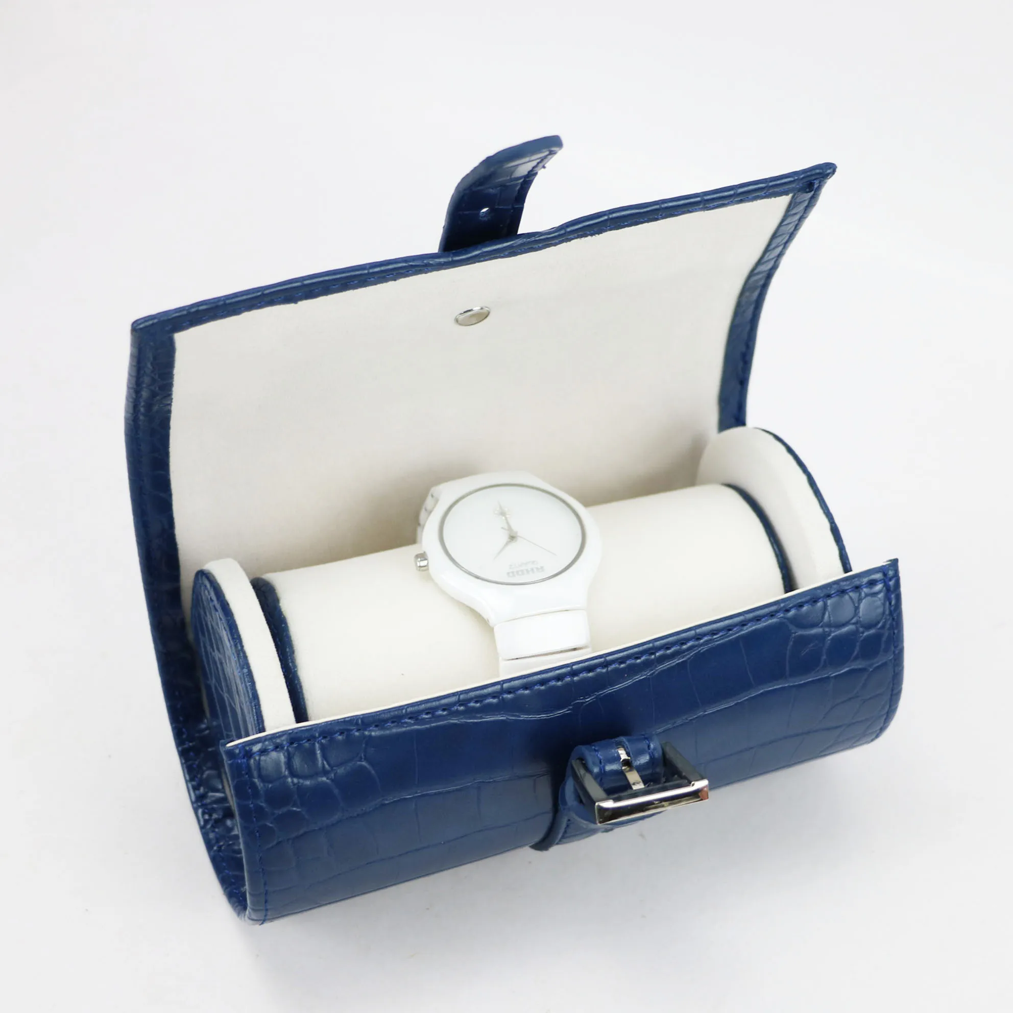 Luxury Crocodile PU Leather Men Watch Display Roll Gift Box Women Wristwatch Bracelet Organizer Roll Storage Travel Box