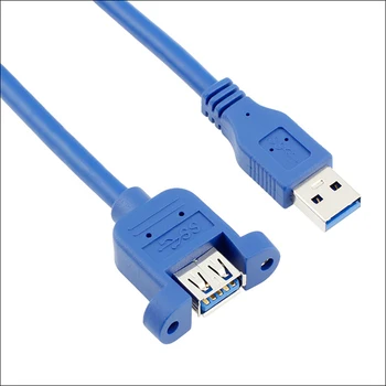 

USB3.0 Extension Cable USB 3.0 Cable Male to Female Data Sync With Screw Panel Mount Connector For PC Printer Hard Disk
