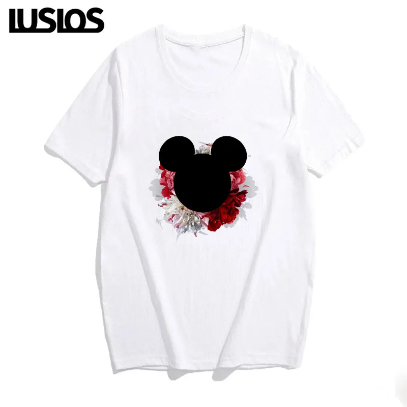 LUSLOS mouse футболка женская цветочная Минни футболка женская Kawaii летние футболки с короткими рукавами топы милая майка с рисунком футболка женска - Цвет: XWT0725