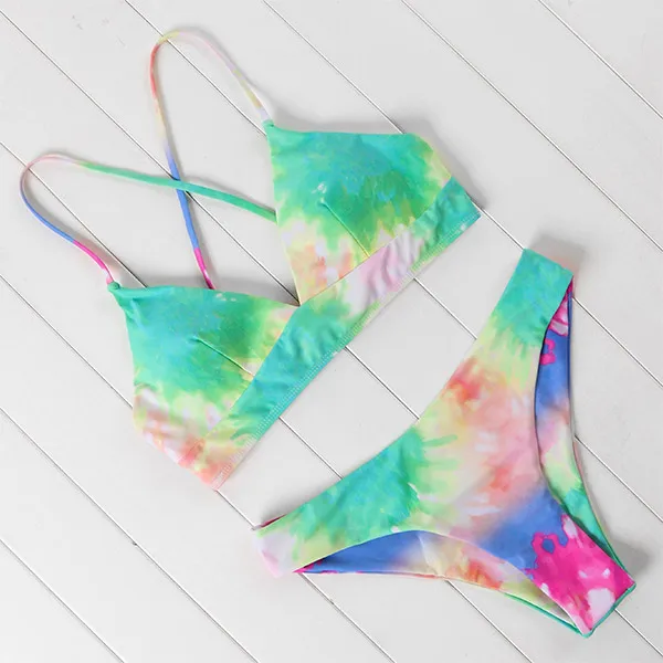 OMKAGI, купальник, женский, сексуальный, пуш-ап, Tie-dye, микро бикини, купальник, пляжная одежда, бикини,, Mujer, морская звезда, бикини, купальник - Цвет: B3854RC