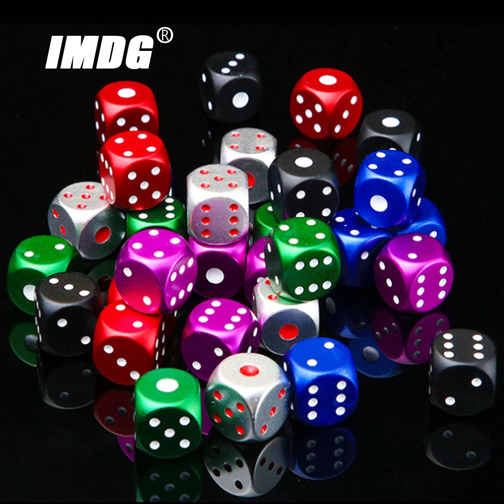 5pcs/pack Colorful Aluminum Alloy Metal Dice 16mm Round Corner Game Dice