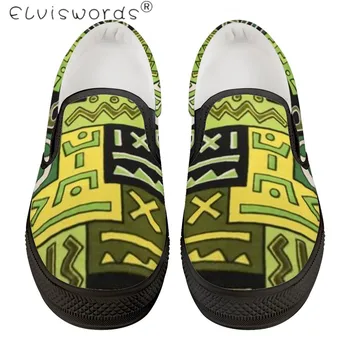 

ElVISWORDS Men Leisure Flats Afro Ethnic Art Printed Students Walk Rubber Shoes Spring Comfortable Breathable Slip On Loafers