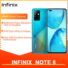 Infinix nota 8 versão global 6gb 128gb smartphone 6.95 hd hd hd + display 5200mah bateria 18w carga rápida núcleo helicoidal g80 octa