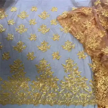 

Large leaves flower position French mesh African hollow Nigerian lace fabric suitable for wedding design dress DIY apparel fabri