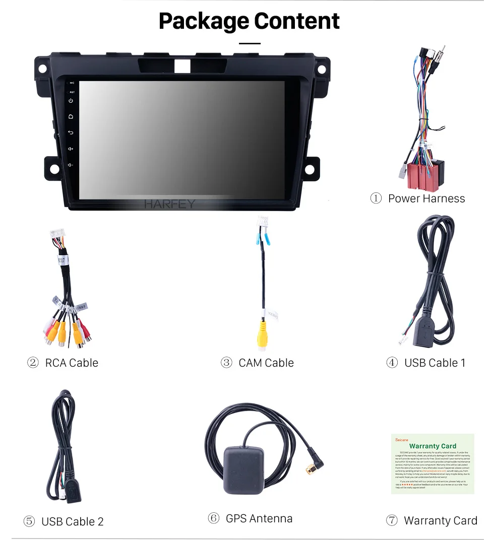 Clearance Harfey 2 Din 9" Android 8.1/9.0 Car Radio For MAZDA CX-7 2007 2008 2009 2010 2011 2012 2013 2014 GPS Multimedia Player Head Unit 16