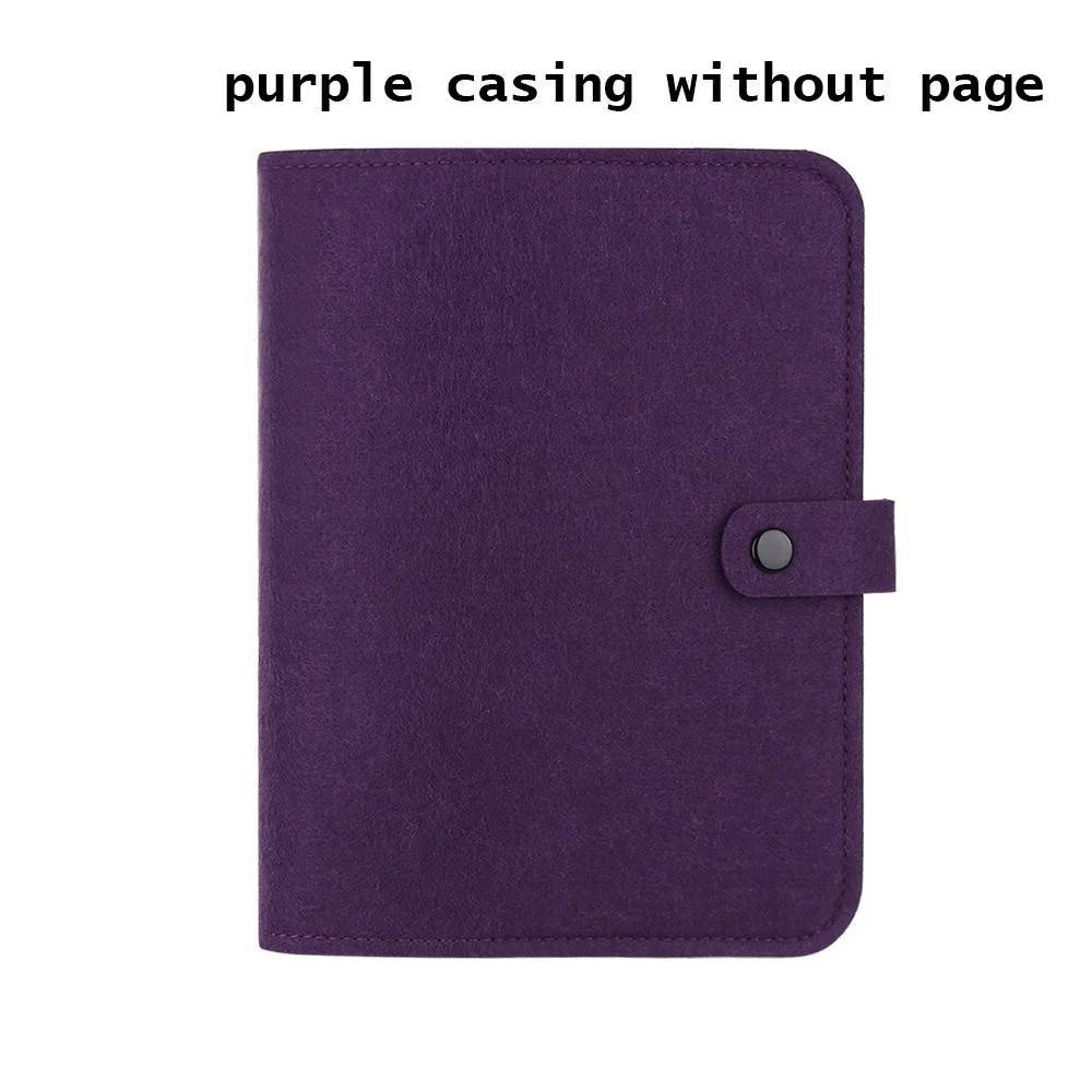 purple A5 A6 войлочный Тканевый блокнот бумажный планировщик внутреннее кольцо для страниц Настольный держатель бумаги портативный дневник подарок - Цвет: purple