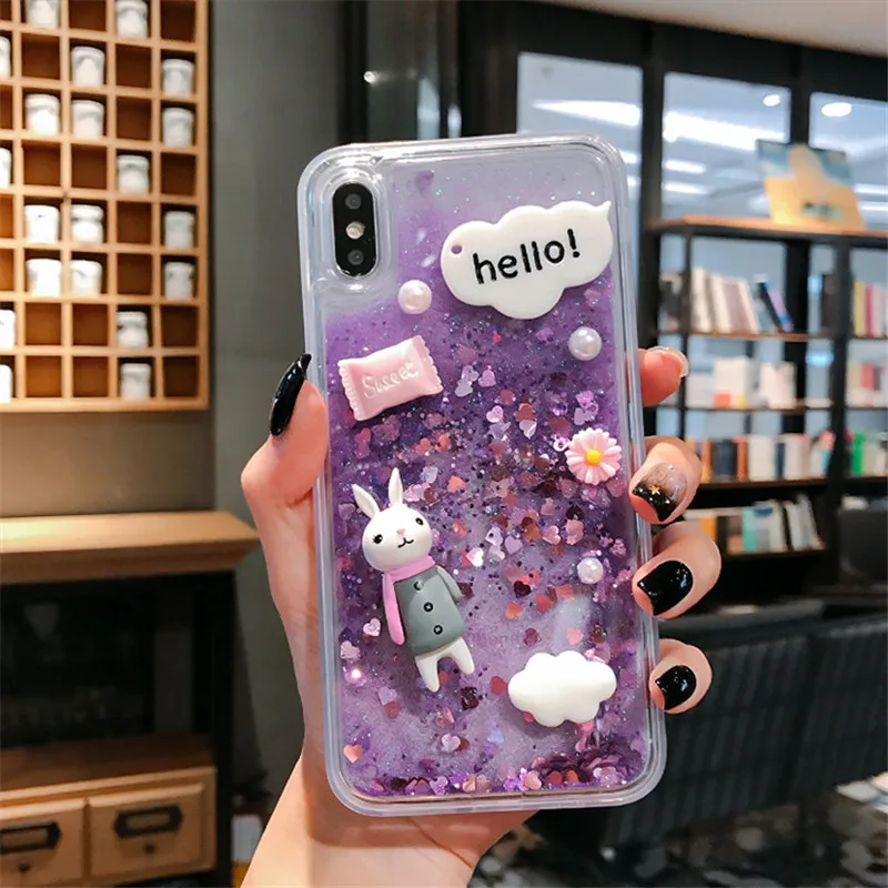 

Cases For Vivo IQ00 Y69 X20 Plus X21 UD X21i Y97 Y93 X23 Y17 Y3 Y15 2019 Y12 Cute Cartoon Rabbit Sparkling Glitter Liquid Cover
