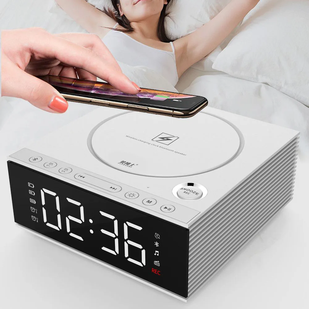 4D Беспроводное зарядное устройство Bluetooth динамик будильник запись FM радио DIY 2 Будильник Музыка U диск AUX TF/USB многофункциональный