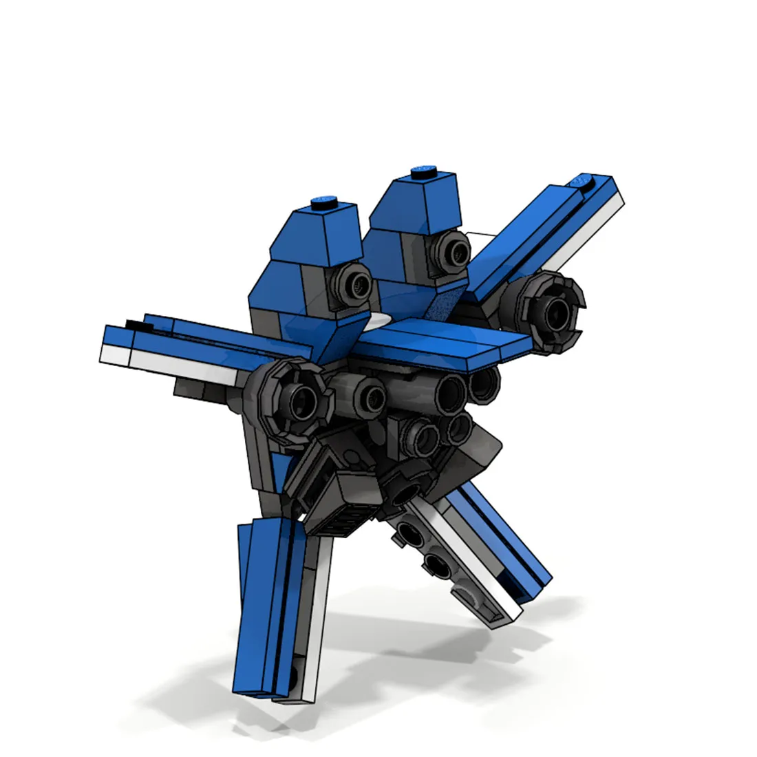 

70Pcs MOC AI Mecha Air Battle Backpack Brick Model Small Particle Building Blocks Educational Toy Set - Blue White