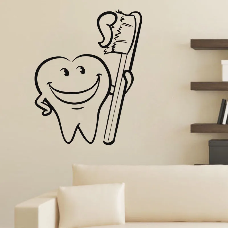 

Декоративная наклейка на стену для стоматологической клиники, для здоровых зубов, для украшения ванной комнаты, Настенная Наклейка в детскую