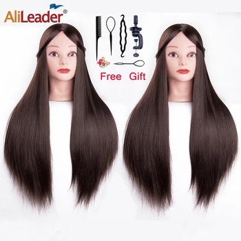 

Alileader Wholesale Training Head Hair Practice Head Dolls For Hairdressers 65Cm Synthetic Hair Salon Professional Training Head