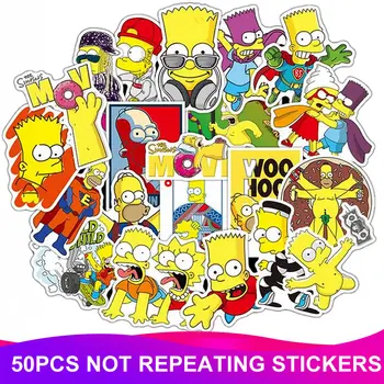 

50pcs/Pack Waterproof Cartoon Simpsons Stickers Skateboard Suitcase Phone Laptop Luggage Stickers Kids Reward Girl Sticker Toy