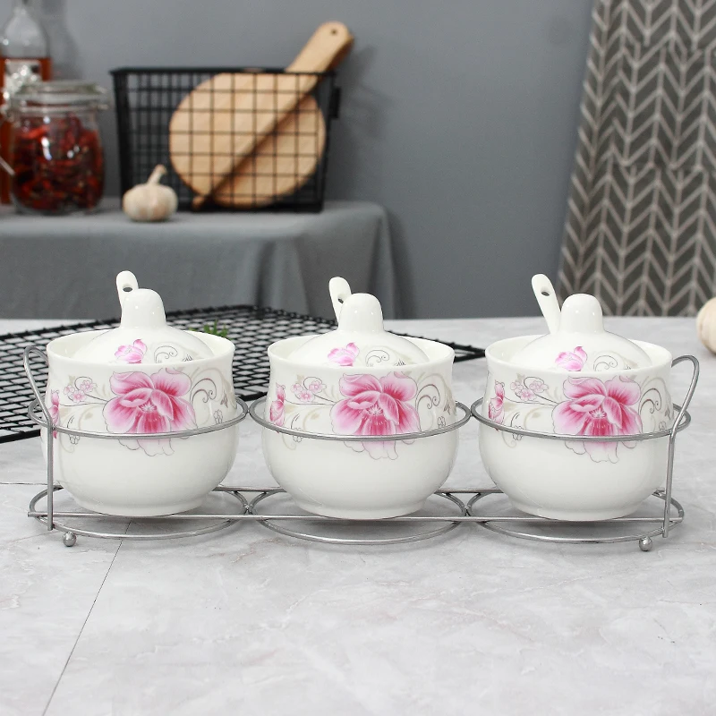 4Pcs Direct marketing garden flower creative ceramic seasoning jar home hotel kitchen seasoning storage decoration supplies