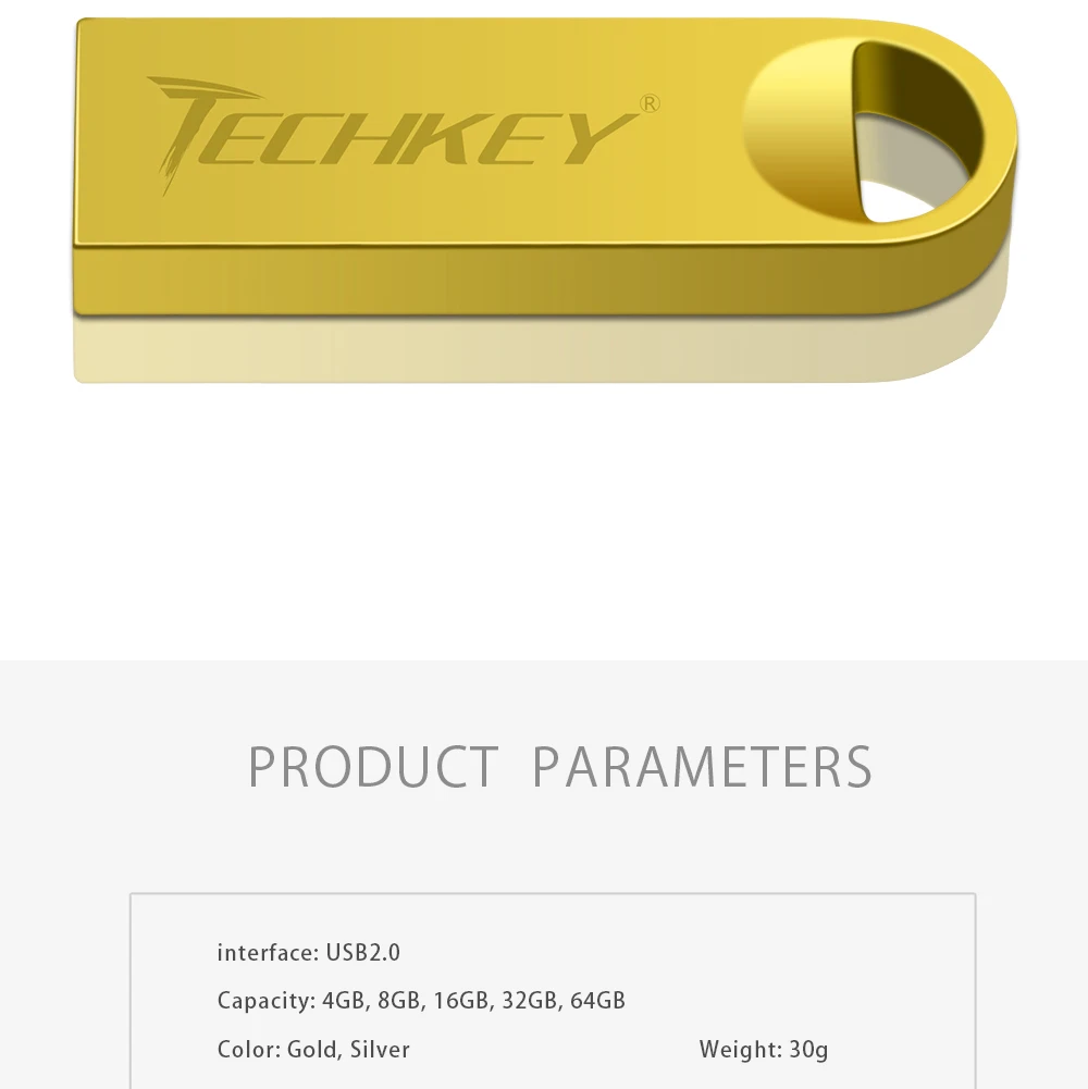usb TECHKEY флэш-накопитель 64 ГБ 32 ГБ 16 ГБ флеш-накопитель флешка 8 Гб 4 Гб Водонепроницаемый Серебряный u диск memoria флеш-накопитель memoria Cel stick подарок
