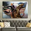 President Donald Trump Shooting Gun Canvas Painting American Flag Dinosaur Picture Modern Home Decor Living Room Wall Art Poster 2