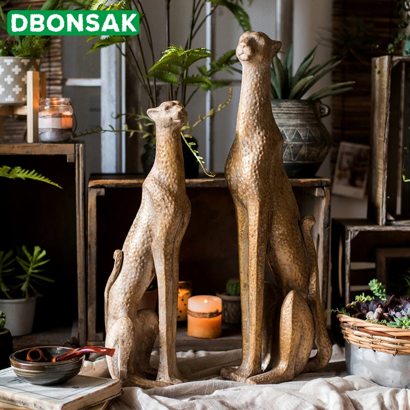

Outdoor Panther Large-scale Sculpture Decoration Wildlife Mountain Leopard Animals Figurine Geometric Patio Statues Decoration