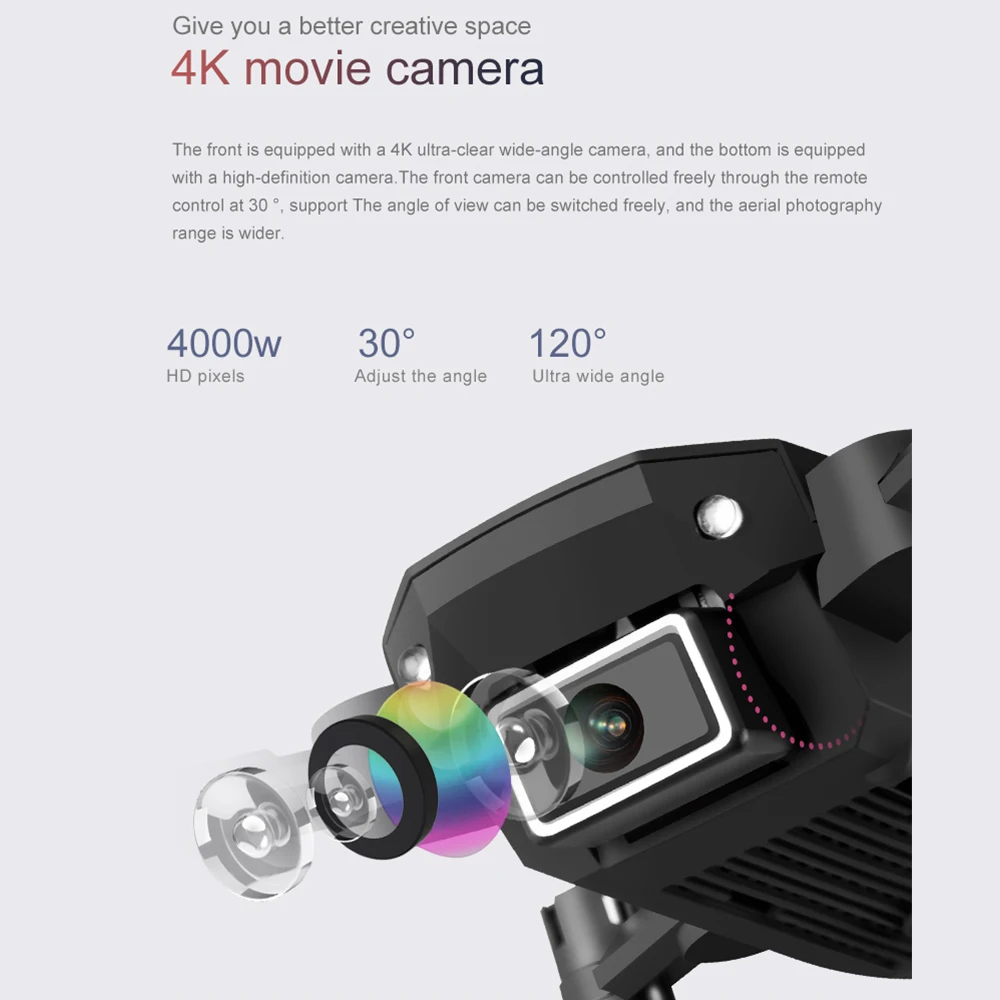 Складной мини Квадрокоптер с камерой 4K HD Wi Fi 15 минут автономной