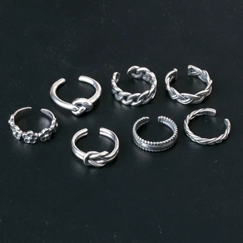 

Retro Toe Rings Set For Women 7pcs/lot Antique Silver Knucle Finger Ring Adjustable Anillos Femme Bohemia Jewelry Accesories