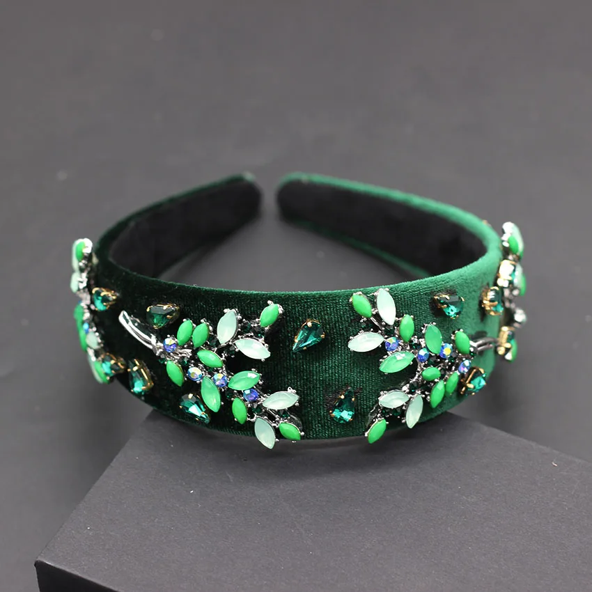 Baroque red rhinestone leaf headband fashion temperament dance show catwalk personality headband 713 - Окраска металла: 2