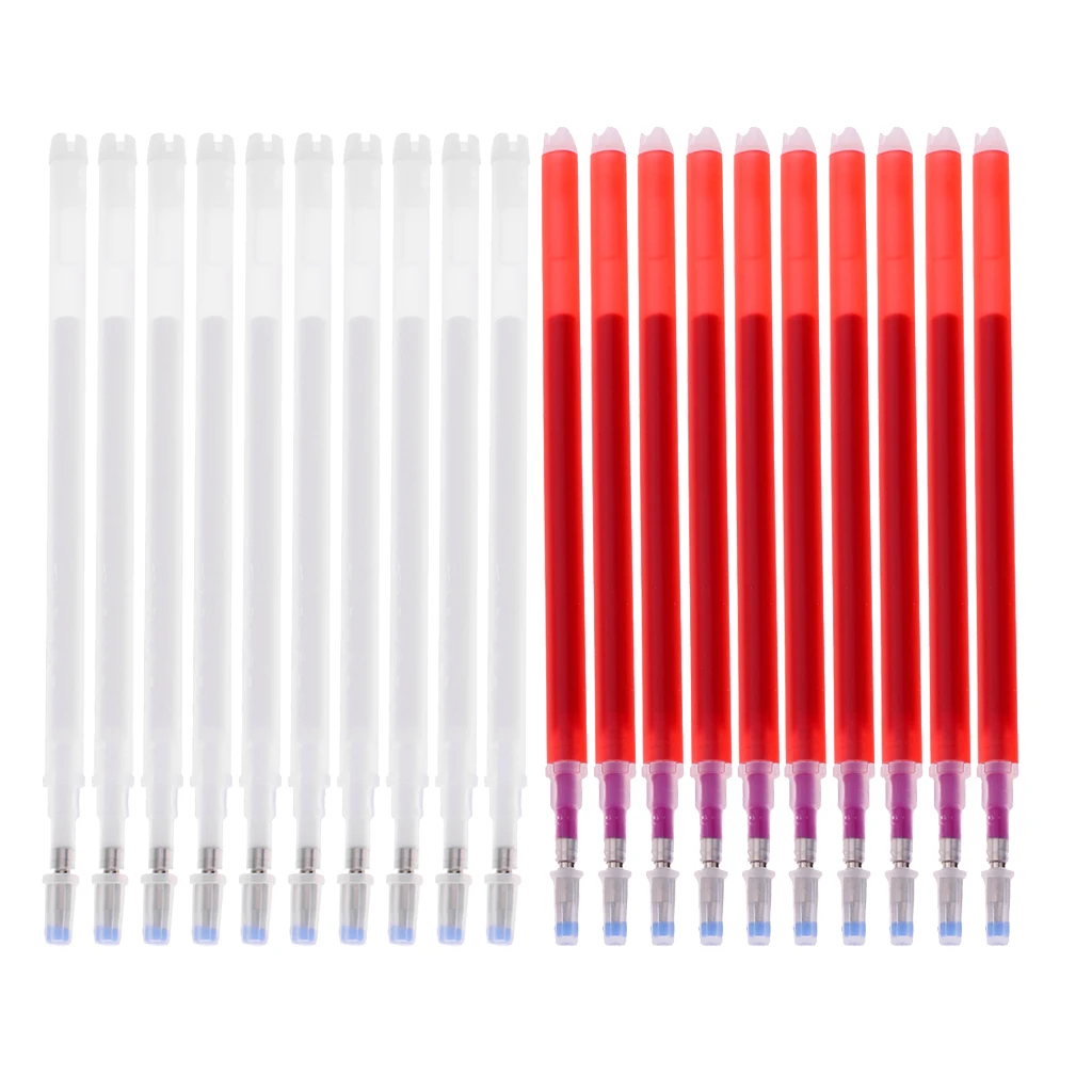 20 Pieces Heat Erasable Refill Pen Heat Vanishing Fabric Markers for DIY Leather Textile Red/White