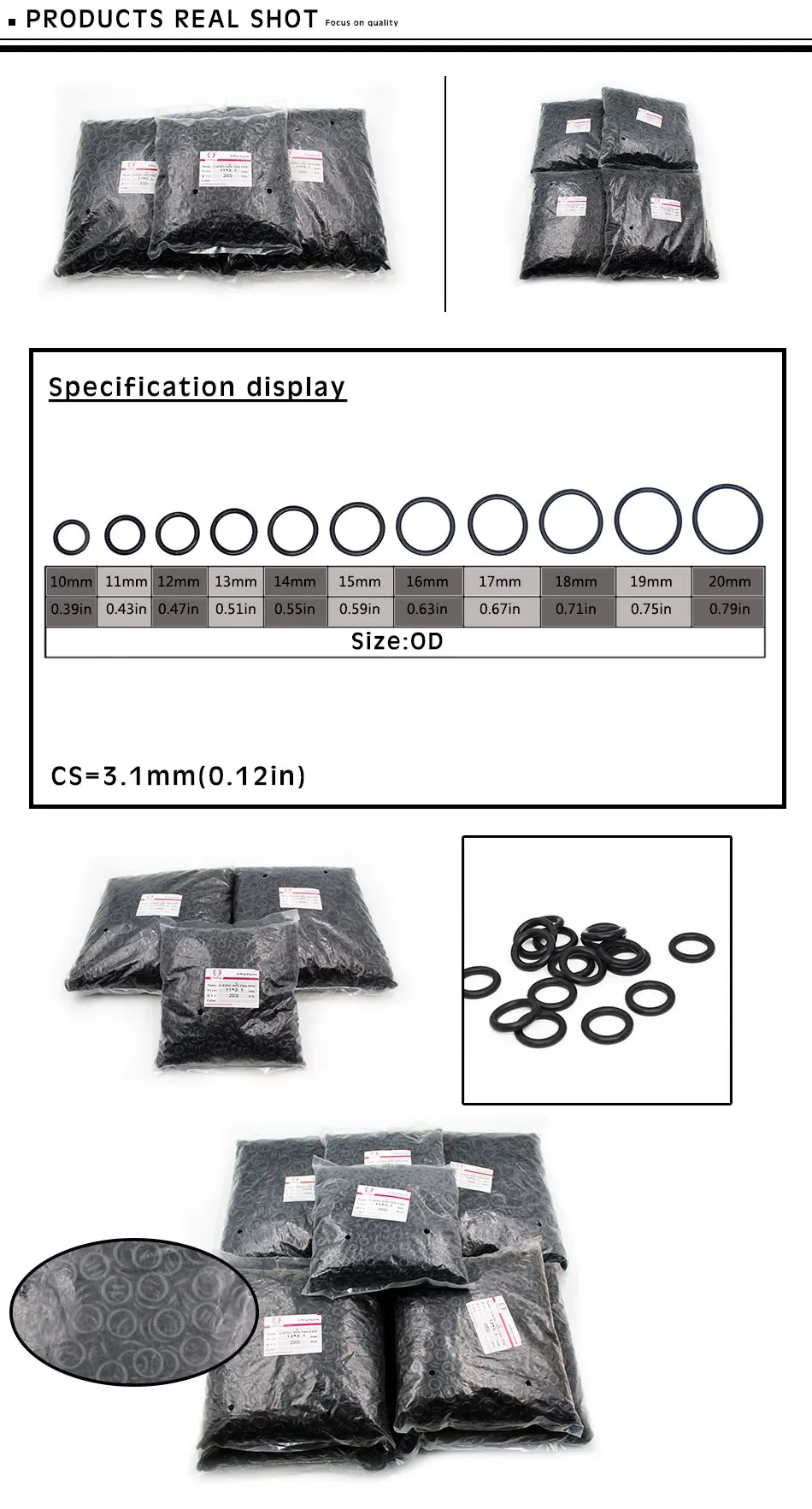 2000PCS/lot Rubber Ring NBR Sealing O-Ring 3.1mm Thickness OD10/11/12/13/14/15/16/17/18/19/20mm O Ring Seal Gasket Rings Washer
