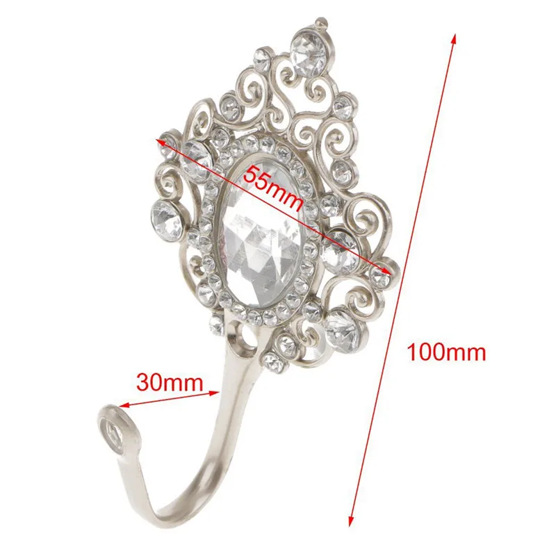 2 Piece Luxury Shiny Curtain Hanger Tieback Wall Mounted Hook Tassel Hook Hat Coat Clothes Bag Hanger Holder Home Hotel Decorati