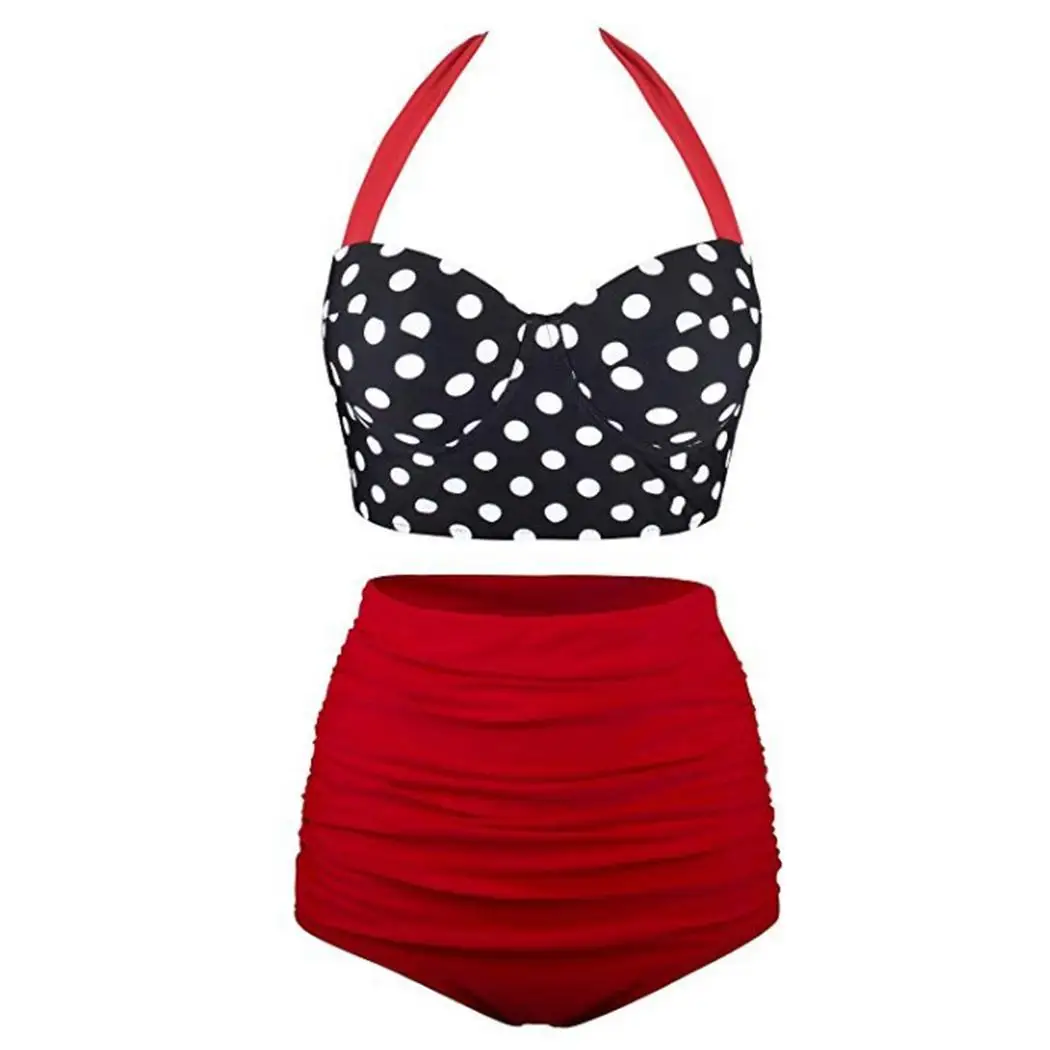 

Swimsuit large size Swimwear Beauty Sexy Bikinis 2019 Women Two Piece Sexy Backless Halter Beach Printed Swimwear Set