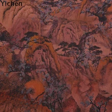 Натуральный шелк ткань Деревья горы Gambiered Guangdong Марля 43 мм Ranunculus Cheongsam настоящая шелковая ткань