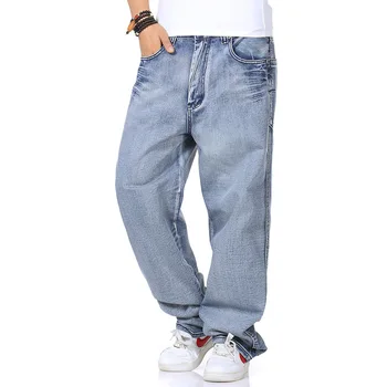 

Mens Autumn Winter Wide Leg Jeans Loose Fit Hip Hop Long Jeans Baggy Men Bootcut Pants Jeans Plus Size 40 42 44 46